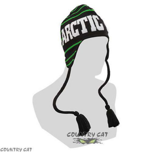 Arctic cat 2014 men&#039;s striped w/ tassels beanie hat - lime / black - 5243-044