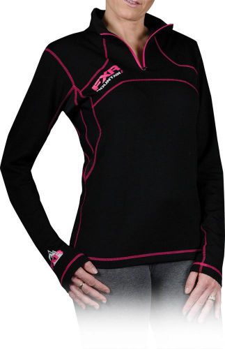 New fxr-snow expedition 1/4-zip womens 48% merino top/shirt, black, xl