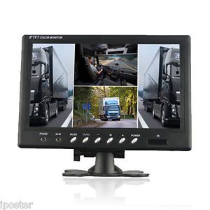 9 inch hd 4 split quad video display 4 video input tft lcd car rear view monitor