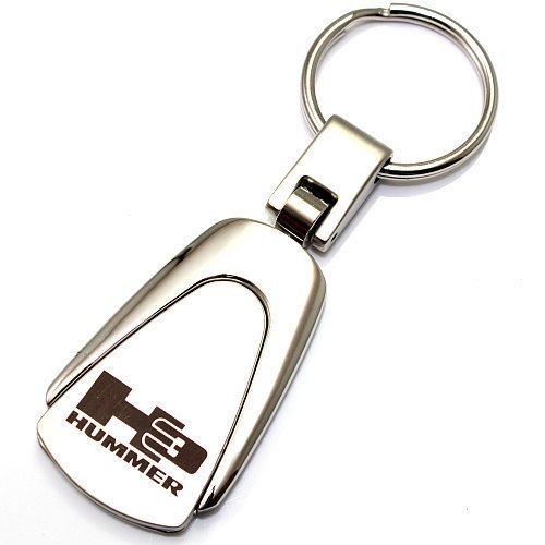 Genuine hummer h3 logo metal chrome tear drop key chain ring fob