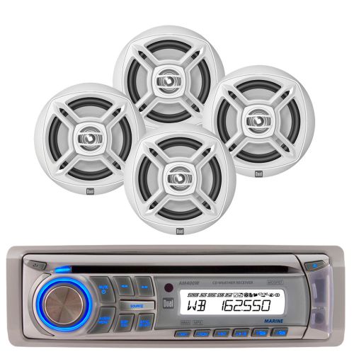 White 6.5&#034; dual marine speaker set, dual marine am fm ipod usb aux cd receiver