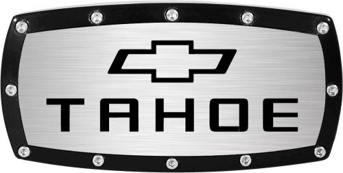 Chevrolet tahoe (black) hitch cover billet aluminum powder coated brushed face