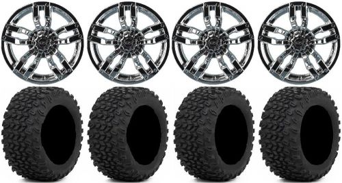 Madjax velocity chrome golf wheels 14&#034; 23x10-14 xt trail tires ez-go &amp; club car