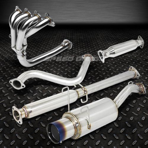 4.5&#034; burnt tip muffler catback+4-1 header manifold+pipe exhaust for del sol eg