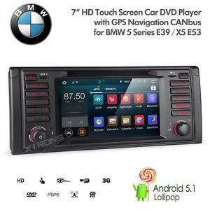 7&#034; android radio satnav usb sd aux bluetooth stereo for bmw 5 series e39 x5 e53