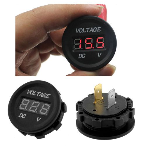 Car motorcycle led digital display round voltmeter waterproof meter dc 12v-24v