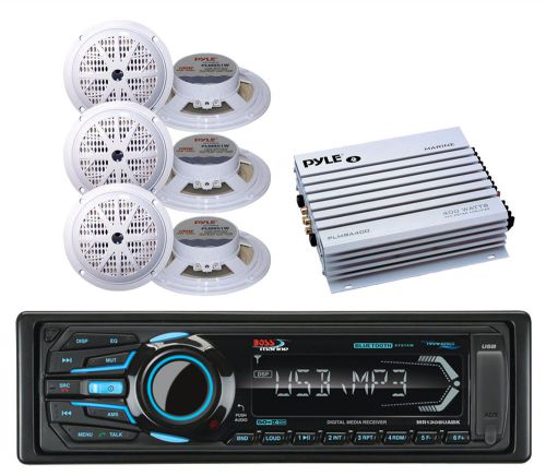 Marine ipod iphone usb bluetooth aux sd radio,400w amplifier,6 marine speakers