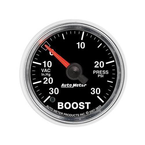 Autometer gs electrical boost/vacuum gauge 2 1/16&#034; dia black face 3859