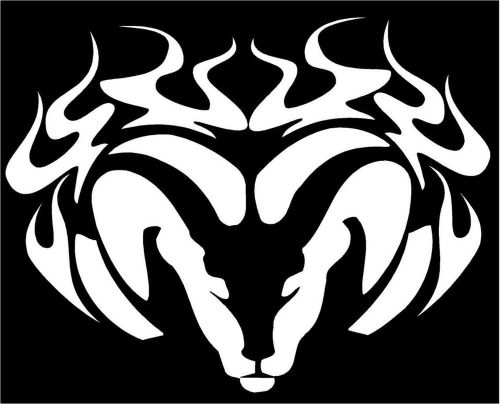 Flamed dodge ram head 9&#034;x11&#034; truck vinyl decal sticker choice of colors