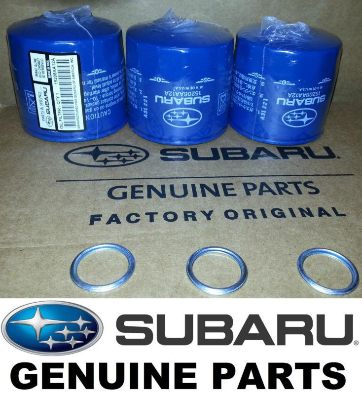 Oem factory subaru engine oil filter & crush gasket (3 pack) - 15208aa12a