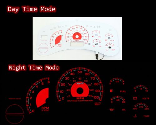 99-02 silverado full size truck red indiglo glow white gauges