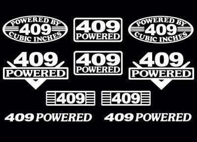 10 decal set 409 ci v8 powered engine stickers emblems vinyl decals