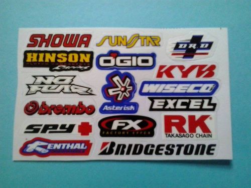 Renthal/showa/no fear + 16 pc motocross dirt bike atv atc sticker set