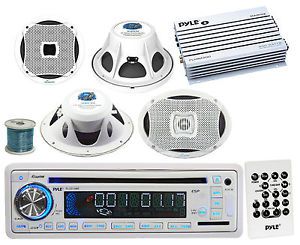 Pyle cd usb am fm marine radio, 10&#034; sub/6x9&#034; speakers &amp; wires, marine amplifier