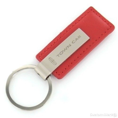 Lincoln town car red leather rectangular key chain