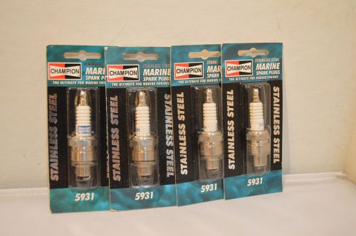 Champion 5931 stainless steel marine spark plugs lot of 4