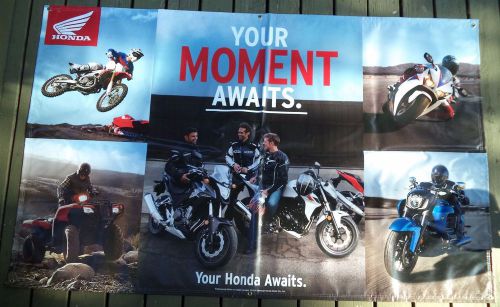 Honda motorcycle/atv garage/dearship banner 75&#034;w x 48&#034;l nice size nos 2014