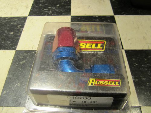 -16 an fitting, russsell 610200 90 deg hose end, red/blue