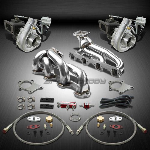 T04 .63ar 500+hp 8pc twin turbo charger+manifold kit for 87-94 ford mustang 5.0l