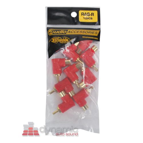 Xscorpion ras-r 10 pack short rca female-male 90 degrees elbow adaptor (red)