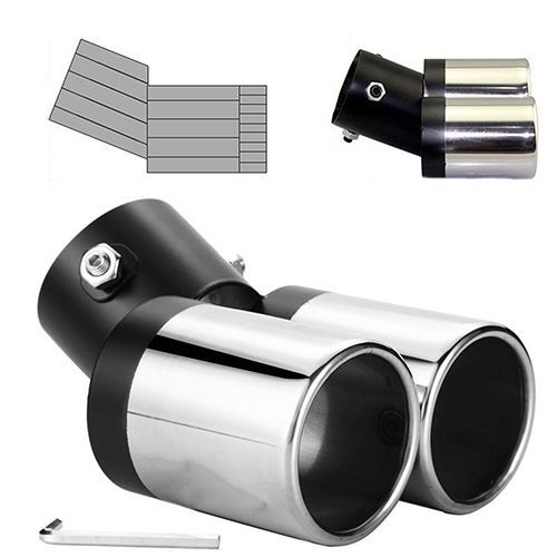 Silver car vehicle exhaust muffler steel tail pipe 16x12cm clamps stunning