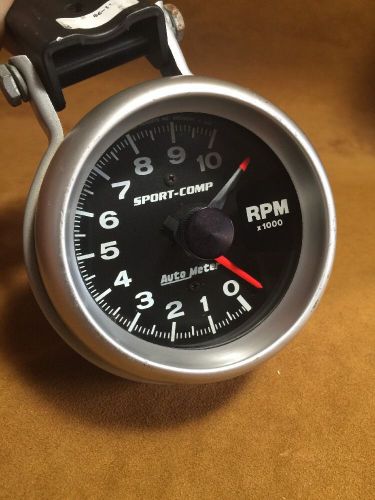 Auto meter 3700 sport-comp tachometer 3-3/4&#034;,10,000 rpm, std ign