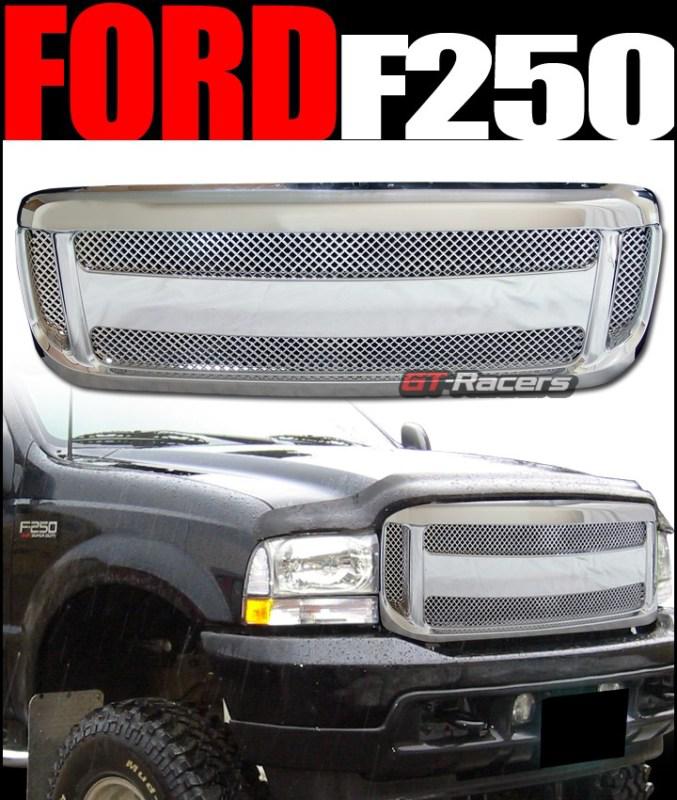 Chrome mesh wire front hood bumper grill grille abs 1999-2004 ford f250 f350 sd