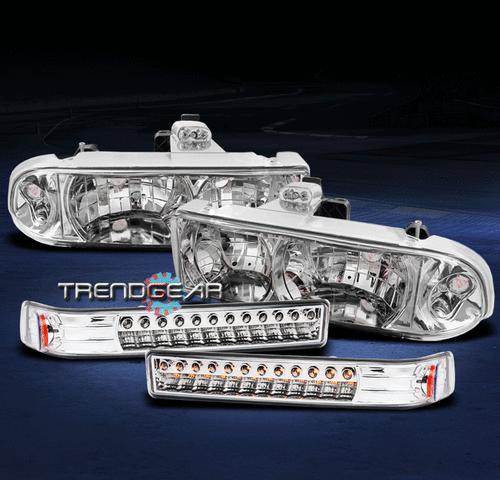 98-04 chevy s10/blazer pickup truck crystal head lights+led bumper ls lt zr2 zr5