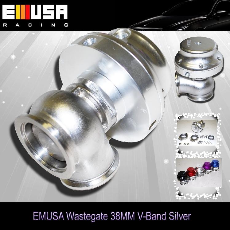 Emusa 38mm wastegate vband silver legend bmw honda accord civic crx del sol gtr