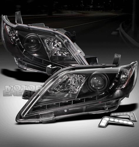 2007 2008 2009 toyota camry led black projector head light w/drl signal pair set