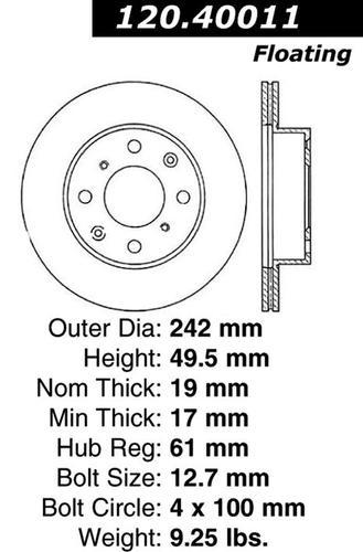 Centric 120.40011 front brake rotor/disc-premium brake rotor-preferred