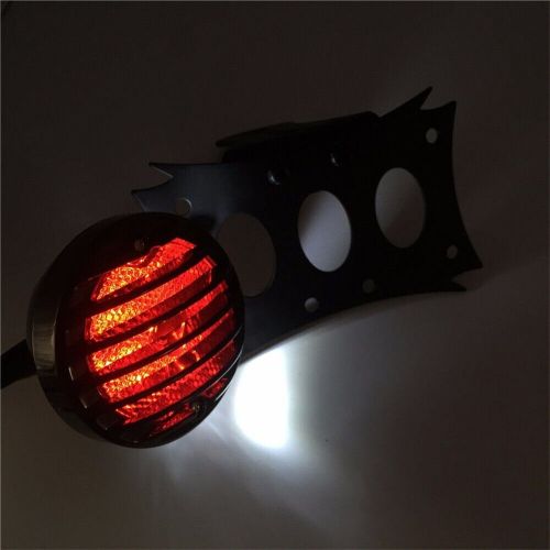 Black license bracket &amp; tail light integrated fit harley touring bobber chopper