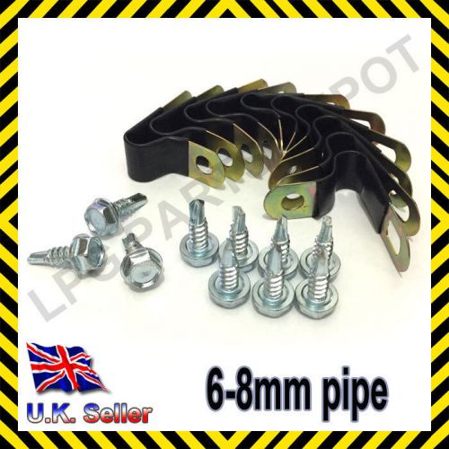 P-clips 6mm-8mm for copper pipe-set- with screws shielded p clips