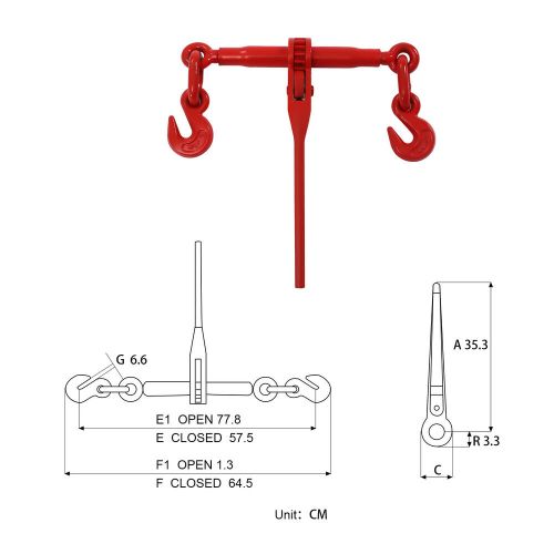 4 ratchet load binder 3/8&#034; - 1/2&#034; boomer chain equipment w/ g70 hooks 9200lbs us