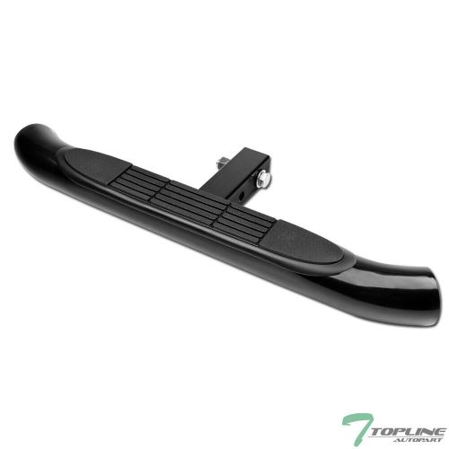 Topline universal 2&#034; trailer tow receiver rear hitch step bar bumper guard - blk