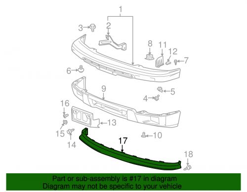 Genuine gm black front bumper fascia extension 15888037