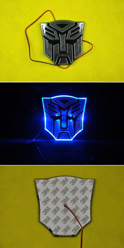 3d waterproof led transformers autobot emblem badge decal car sticker blue