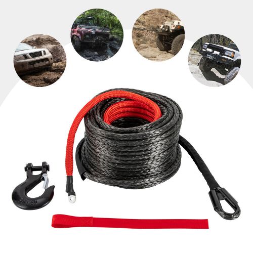 3/8x100&#034; synthetic winch rope w/hook for 4wd off-road vehicle truck atv utv suv
