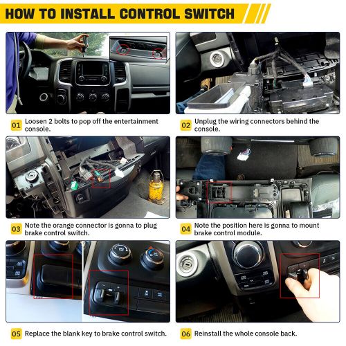 Electronic trailer brake controller for dodge ram 1500 2500 2016-24 82215040ac