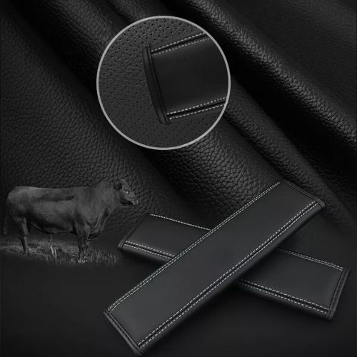 2pcs new car seat belt genuine leather shoulder guard cushion for maserati logo