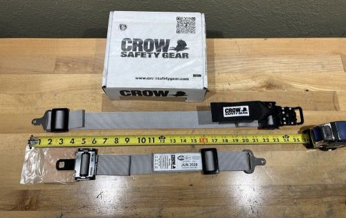 Crow stamped qa seatbelt restraint lap belt harness - gray w/ black hardware