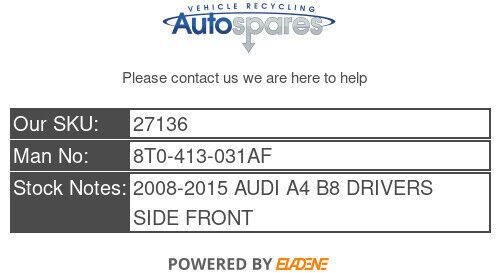 Audi a4 b8 2008-2015 right front drivers side suspension leg 8t0-413-031af