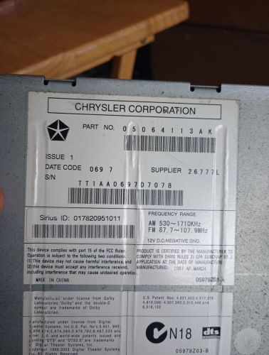 6 disc cd changer chrysler 05964113ak