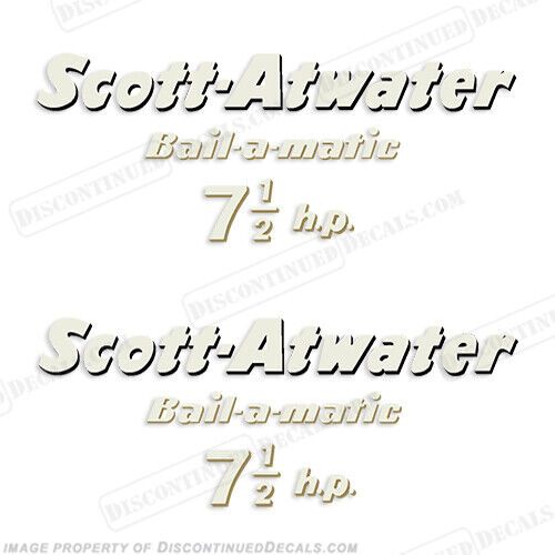 Fits scott atwater 7.5hp bail-a-matic outboard motor engine decal kit - 1956