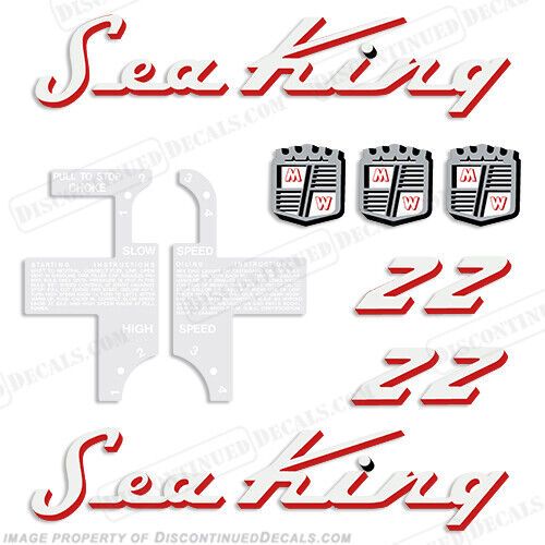 Fits sea king 1957 22hp outboard motor engine decals