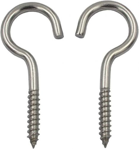 Dgol 10 pcs 2-1/2 inch 304 stainless steel screw-in hooks middle size, sliver