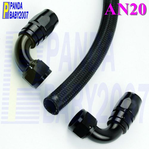 Line an20 20an -20 1m braided oil fuel hose 90 deg 2pcs end fitting adapter kit