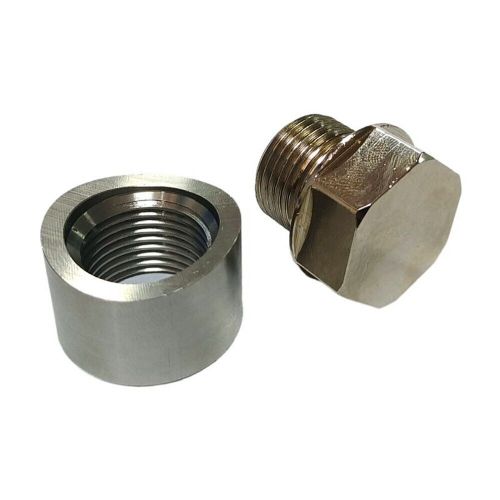 O2 oxygen sensor weld on / weld in bung plug &amp; nut cap kit m18 x 1.5 universal