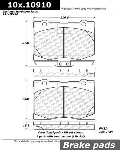 Centric 104.10910 brake pad or shoe, front