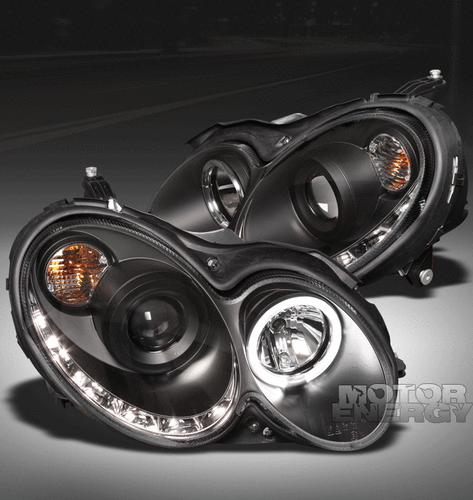 2003-2009 mercedes-benz clk class w209 halo drl led projector headlights black